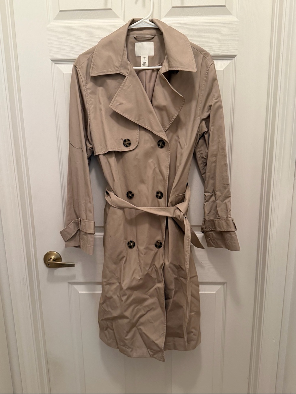 H&M Classic Double-Breasted Trench Coat in Taupe